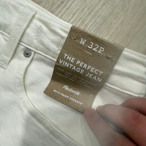 NWT Madewell The Petite Perfect Vintage Jean in Tile White NP557 Size 32P Petite - Picture 6 of 8